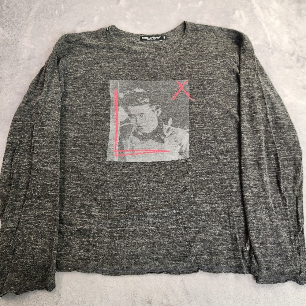 Rare Wool Dolce & Gabbana Shirt Graphic Tee James Dean Print Long Sleeve 50 L